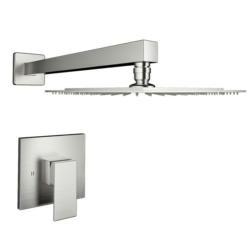 Brushed Nickel Wall Mounted Shower Fixture Faucet - Brass, Valve Included