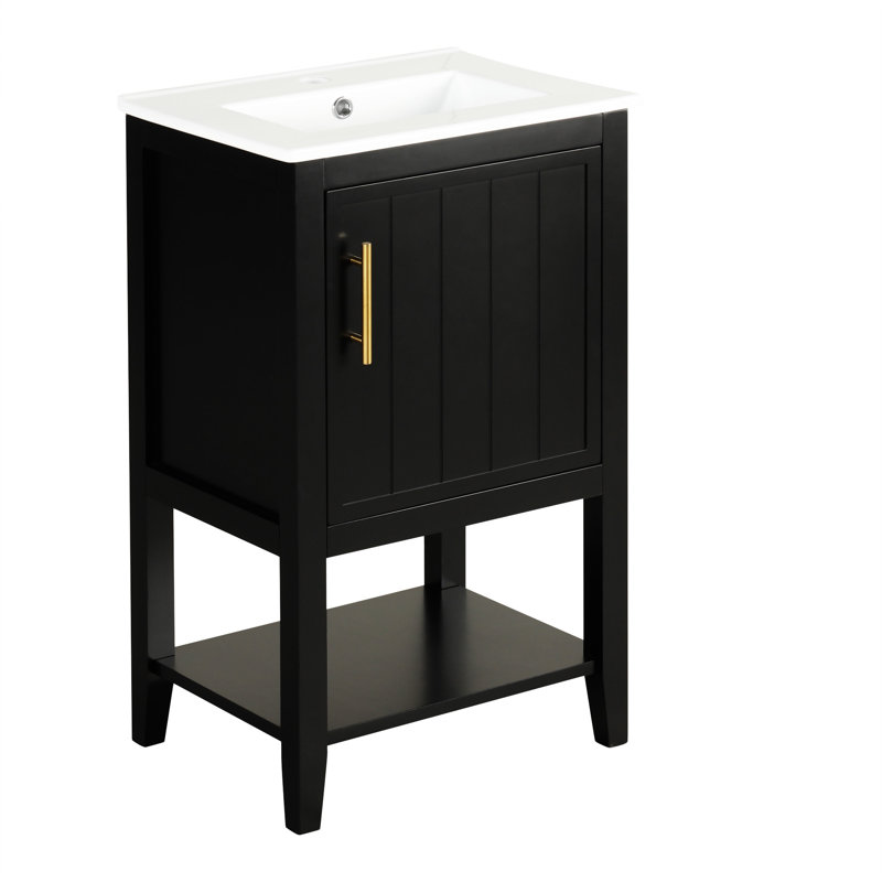 Meuble-lavabo de 20 po avec lavabo en céramique, porte, meuble-lavabo