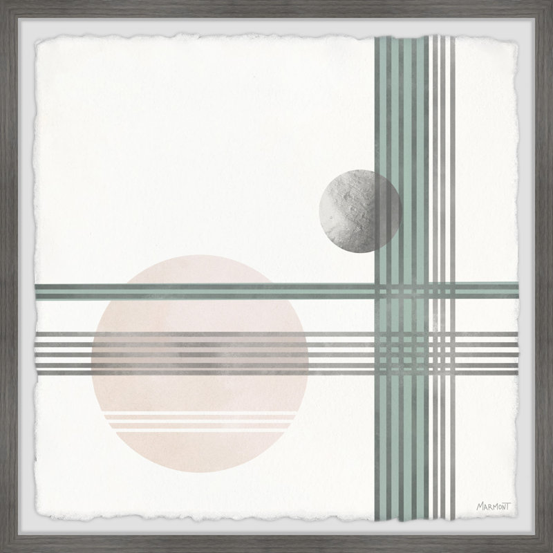 Lines Over Circles II - Single Picture Frame Painting, 51cm H x 51cm W x 3.81cm D