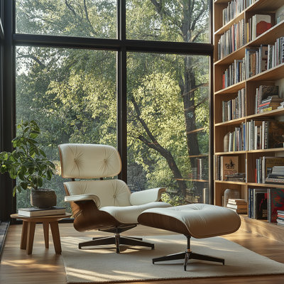 Leather Swivel Lounge Chair With Ottoman