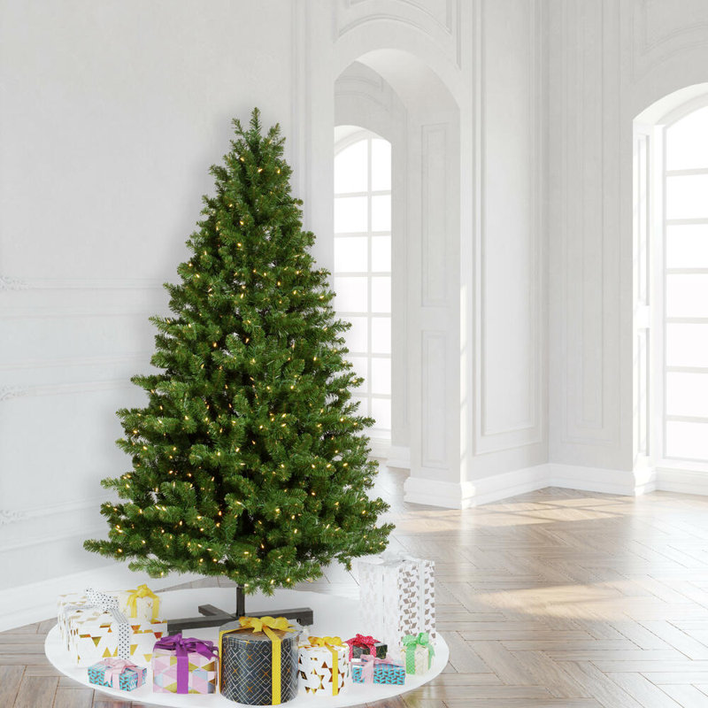 Teton Artificial Christmas Tree with Stand, Pre-Lit, 7.5'