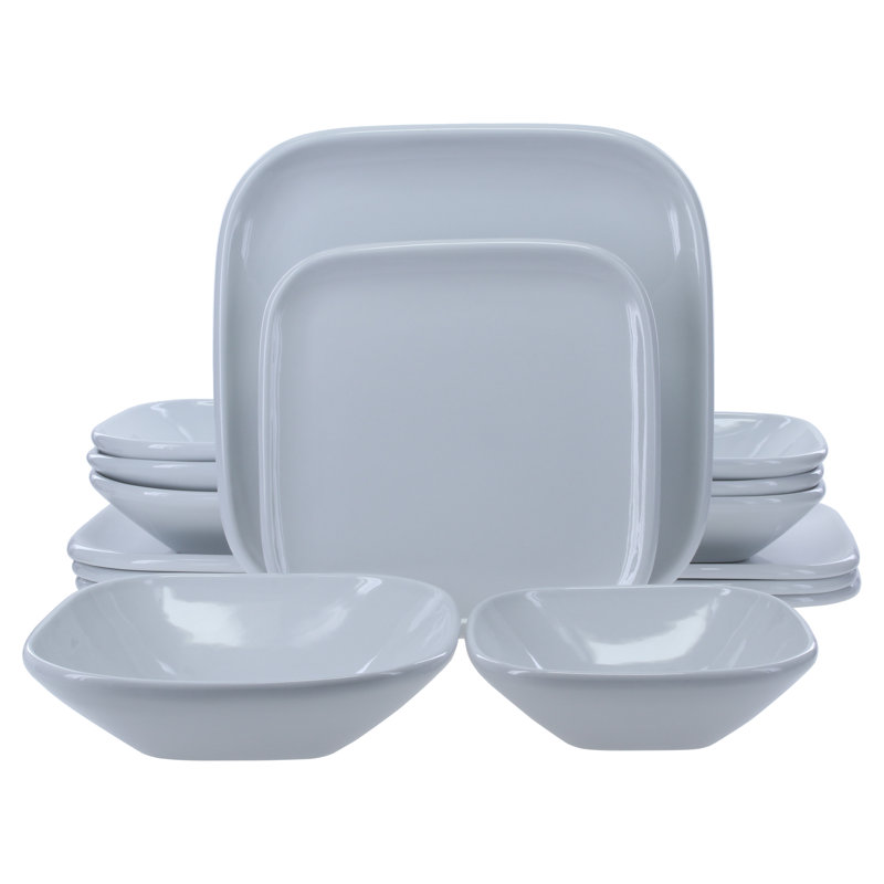16-Piece, Impulse Square Dinnerware Set, White