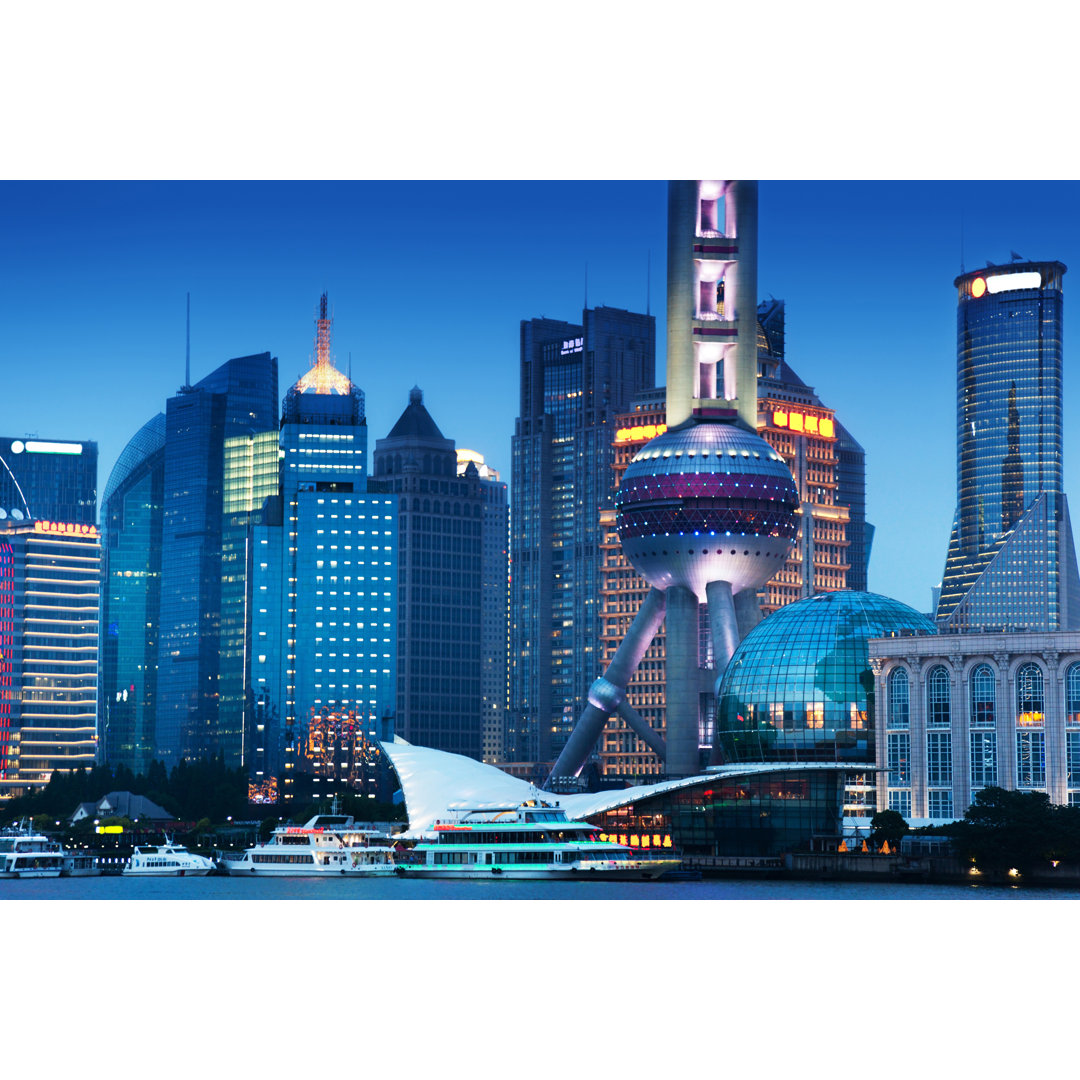 Tolna Shanghai At Night by IakovKalinin - Wrapped Canvas Print