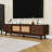 TV Stand with Rattan Sliding Doors, 2 Drawers and Cable Management
