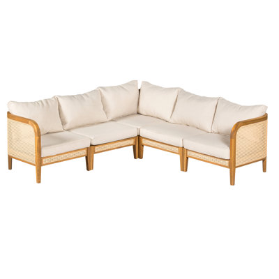 Outdoor 5 Seater V-Shaped Acacia Wood Sofa