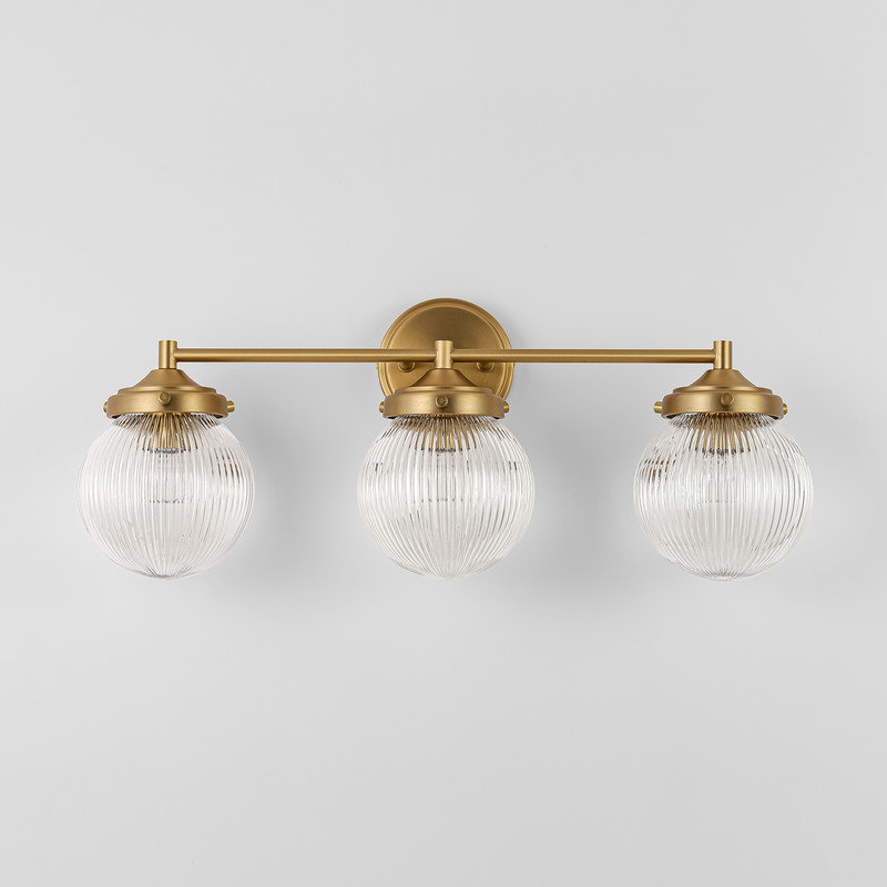 3 - Light Dimmable Vanity Light, Brass