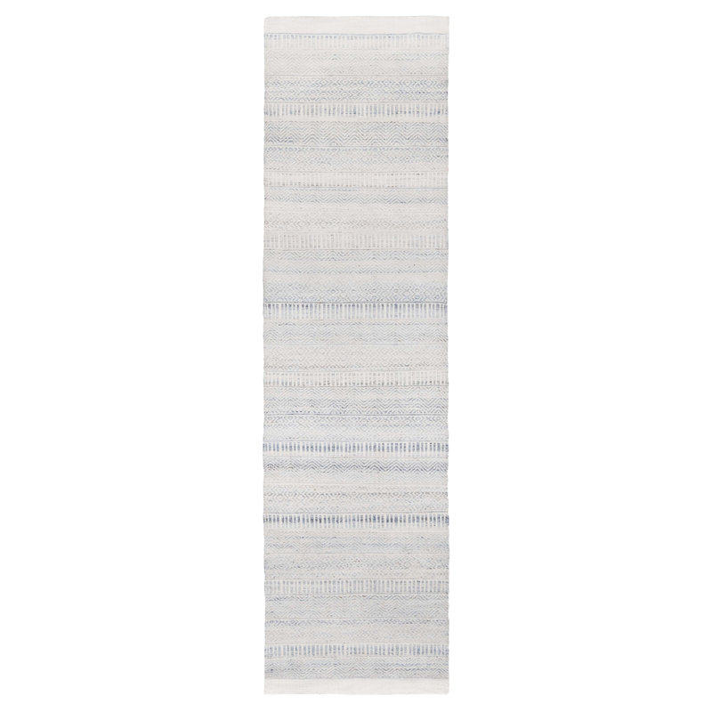 Tissu tissé à la main recyclé Southwestern P.E.T. Tapis crème, Tapis de couloir 2 pi 7 po x 13 pi