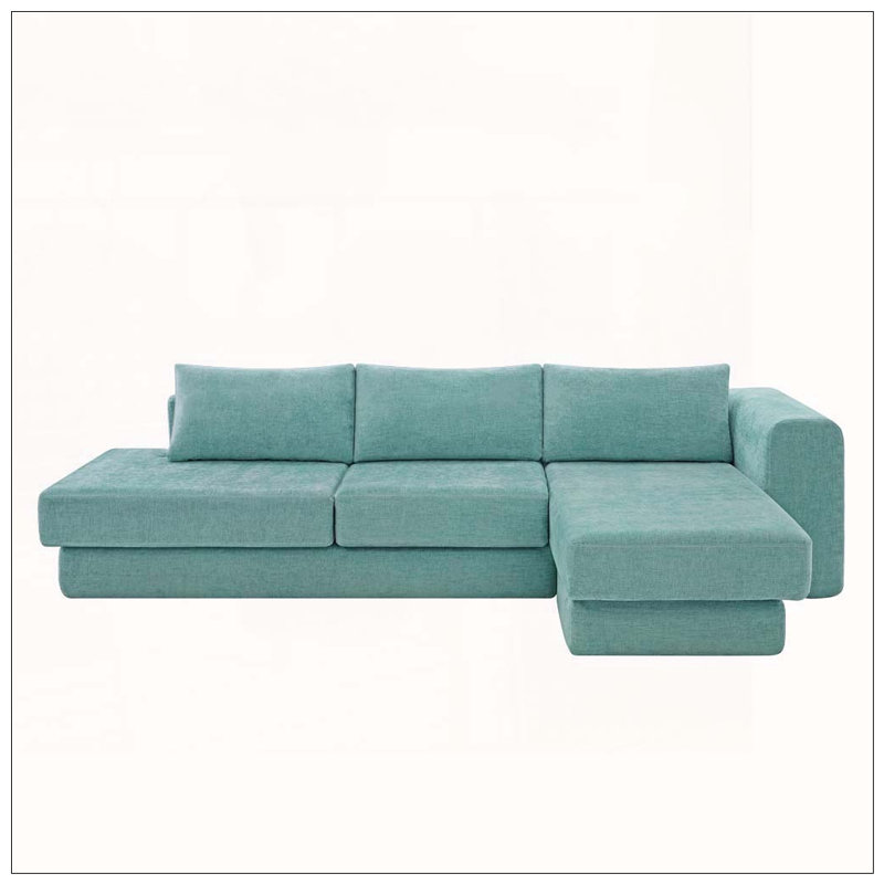 Canapé modulaire en L avec coussins double couche, Sarcelle