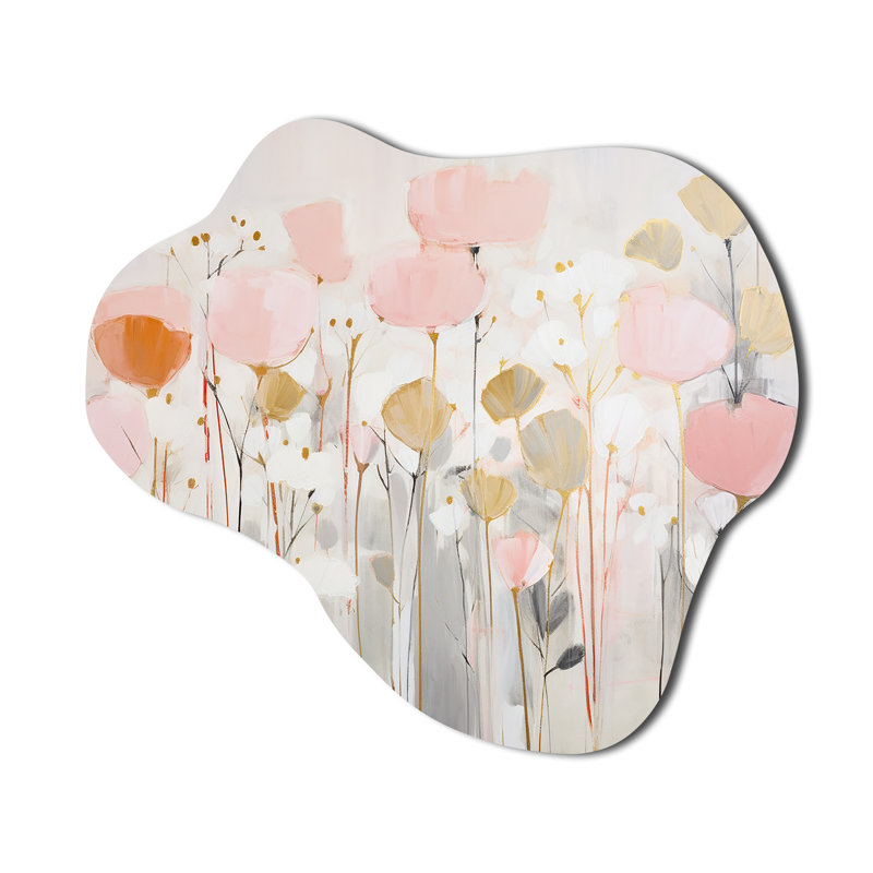 Sculpture florale rose en forme de nuage, H 22 po x l 30 po