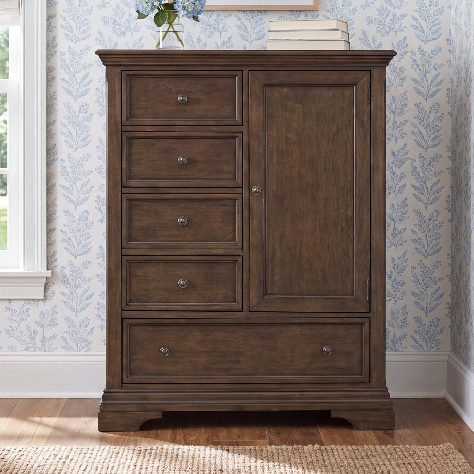Frony 6-Drawer Combo Dresser, Rosewood