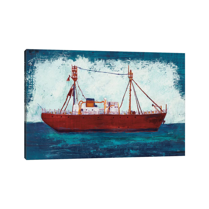 Nantucket Lightship Navy by Melissa Averinos - 1 Piece Wrapped Canvas Painting, 20.32 cm H x 30.48 cm W
