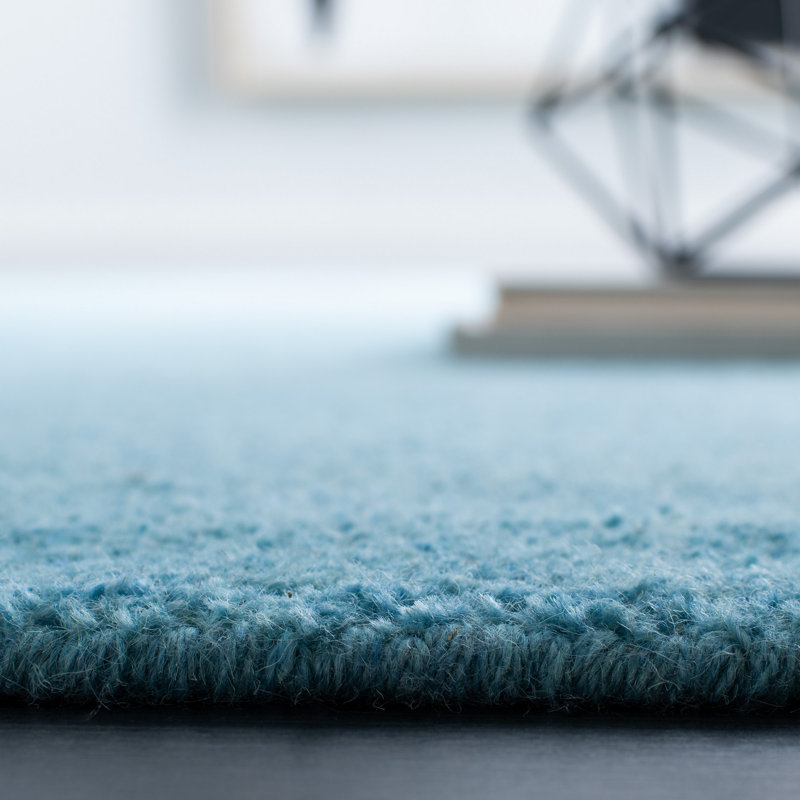 Tapis en laine turquoise touffeté à la main Moreau, Rectangle 4 pi x 6 pi