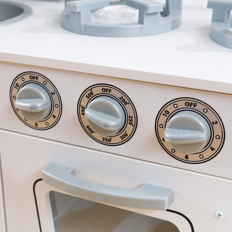 White Vintage Wooden Play Kitchen with Phone and Ice Maker