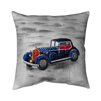 Vintage Blue Toy Car Pillow - Modern Bedroom Decor Pillow