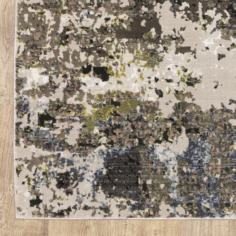 Belinda Synthetic Abstract Indoor Rug, Rectangle 3'3" x 5'
