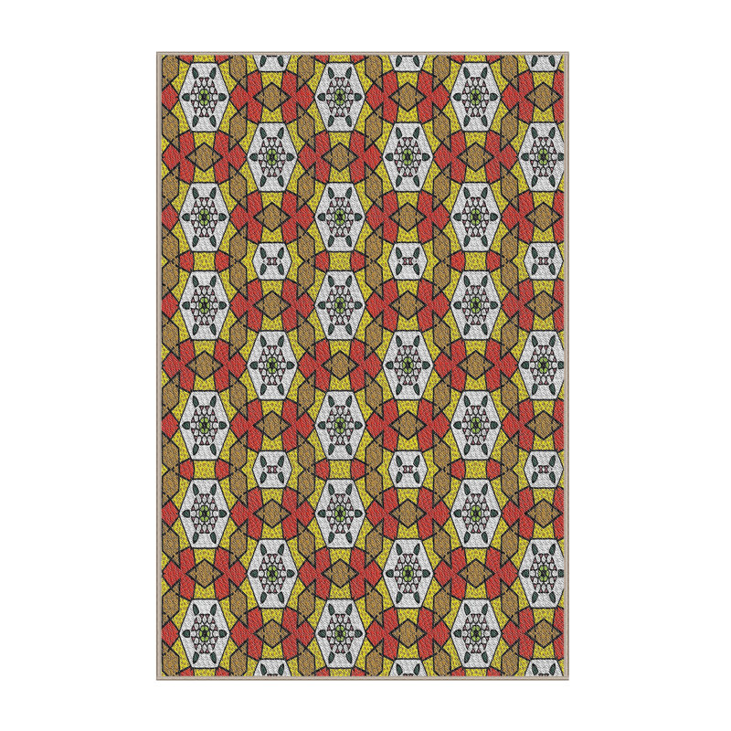 Tapis orange/vert tissé à la machine, Rectangle 5 pi x 7 pi