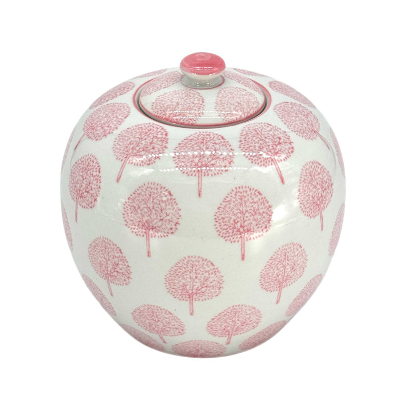 Floral Ceramic Chinoiserie Ginger Jar 8"