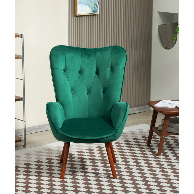 Barrion Upholstered Armchair, Green Velvet