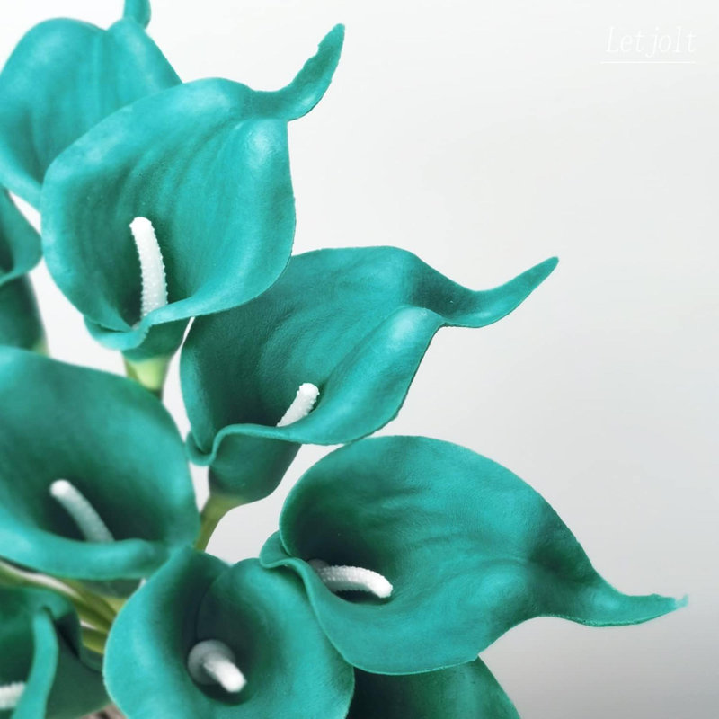 Fleurs artificielles de lys Calla bleu sarcelle pour bouquet de mariage Klein Blue Flower 12Pcs Décoration de la maison Faux fleurs de lys Calla, bleu sarcelle