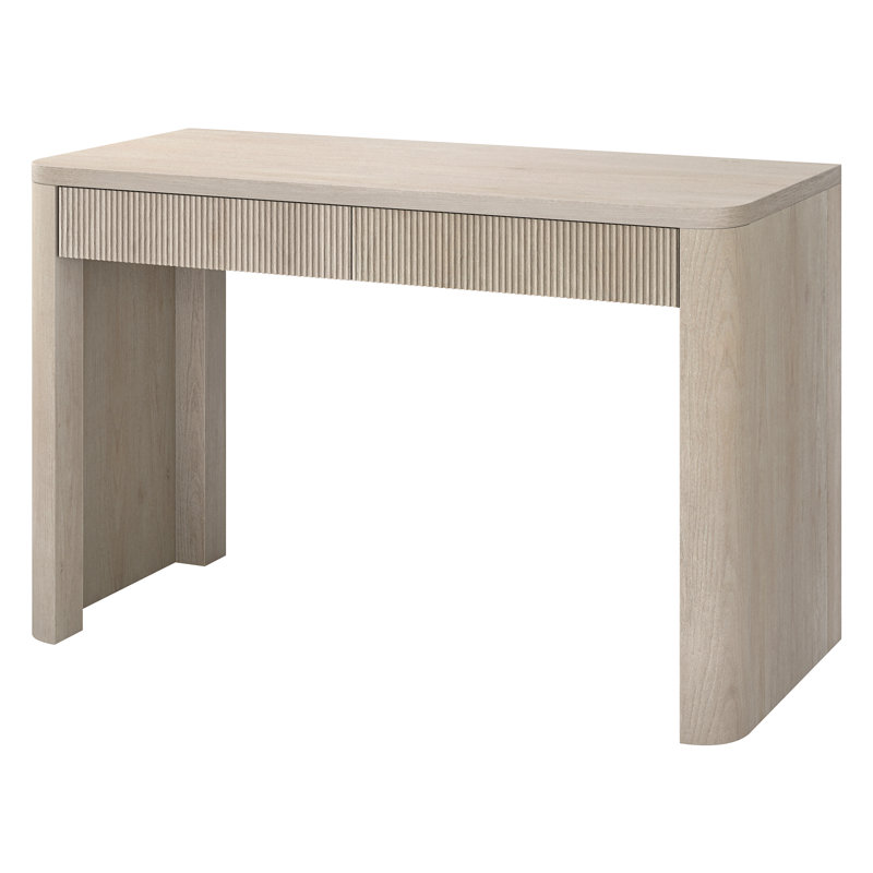 Bureau rectangulaire cannelé de 47,5 po de large Palmera blanc aulne, Aulne blanc