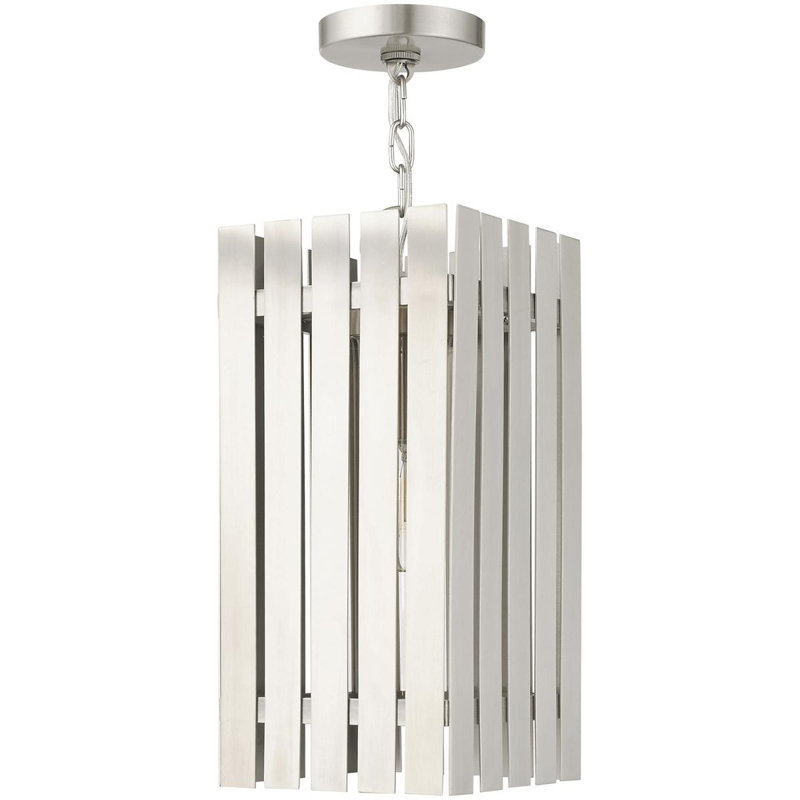 Lanterne suspendue d'extérieur 8 po avec abat-jour en verre transparent, Nickel brossé