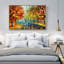 Impression de toile de paysage orange sur fond de feuilles de forêt d'automne orange pour le décor de chambre à coucher M03-104074591-104074592