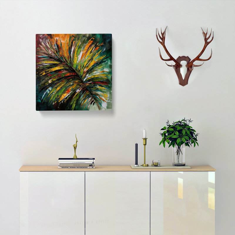 Palm Leaf Expressionism - No Frame Print, 50cm H x 50cm W x 3cm D