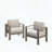 Set of 2 All-Weather Metal Patio Armchairs with Beige Cushions (Khaki Frame)-1205195056