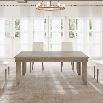 68.5Inch Farmhouse Dining Table for 6-8, Large Rectangular Wood Kitchen Table with V-Legs, Waterproof Top, 350 Lbs Capacity, Gray