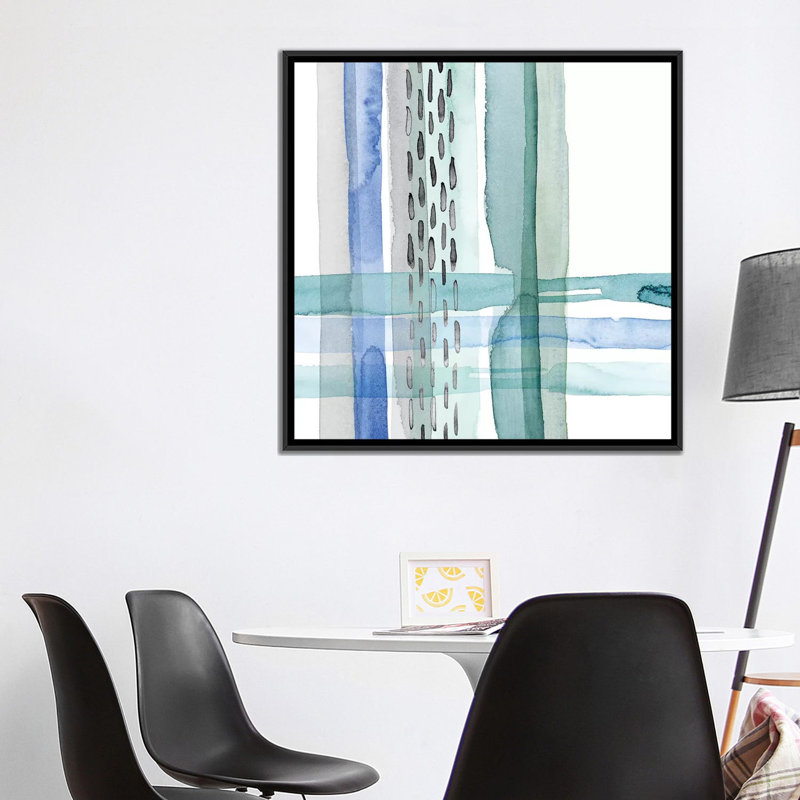 « cross couture ii », impression sur toile, H 18 po x l 18 po x P 1,5 po, Toile avec cadre noir, Pas de tapis