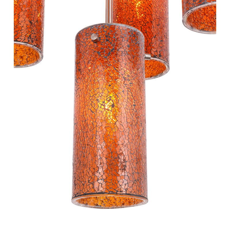 Luminaire suspendu cylindrique à 5 lumières, Ambre mosaïque