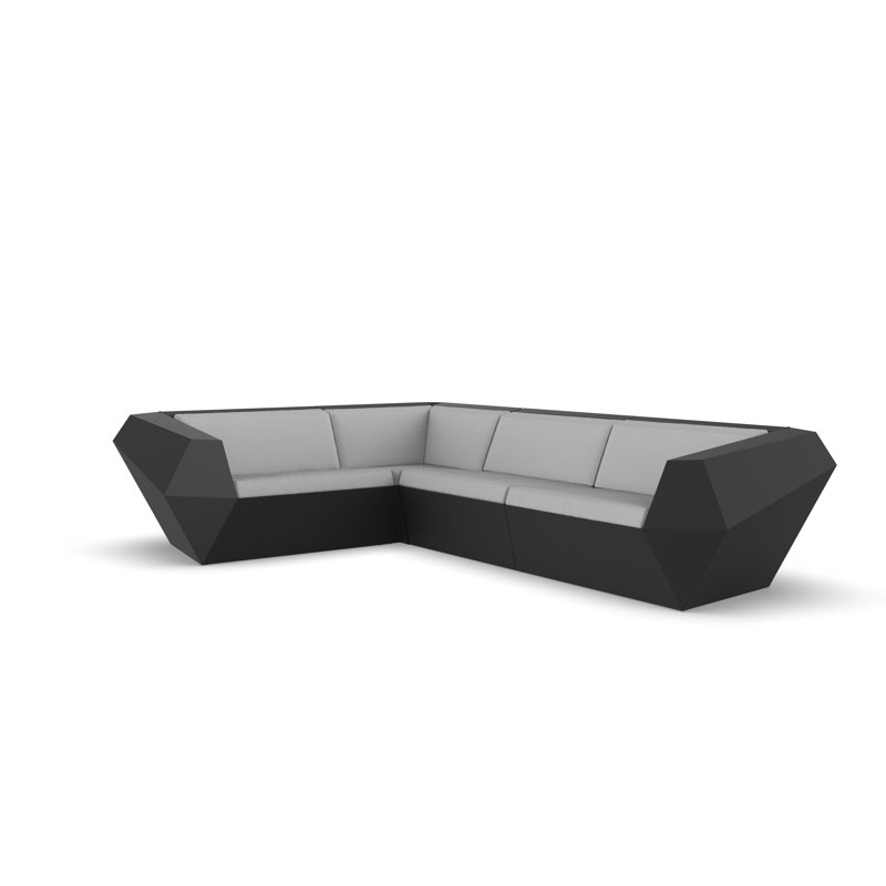 Faz 122.5" Wide 4-Seat Outdoor Reversible Patio Sectional with Cushions, Ecru, Nautical Taupe