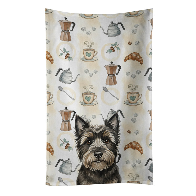 Black Cairn Terrier Coffee Bar Kitchen Towel, Black Cairn Terrier