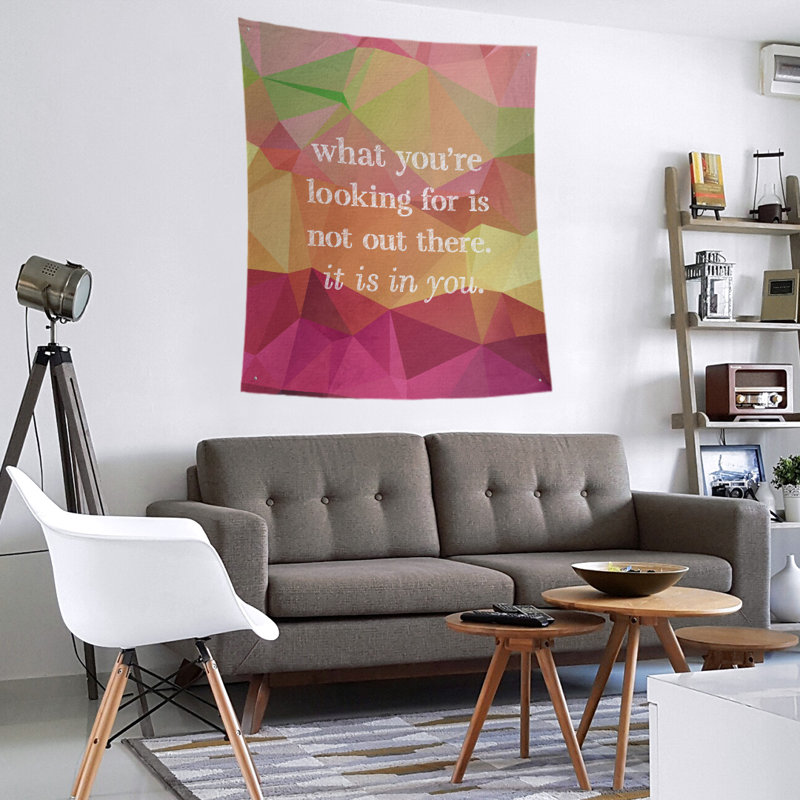 Tapisserie quote-pierre en faux-faux-citation en polyester, H 80 po x l 68 po, Pyrite arc-en-ciel