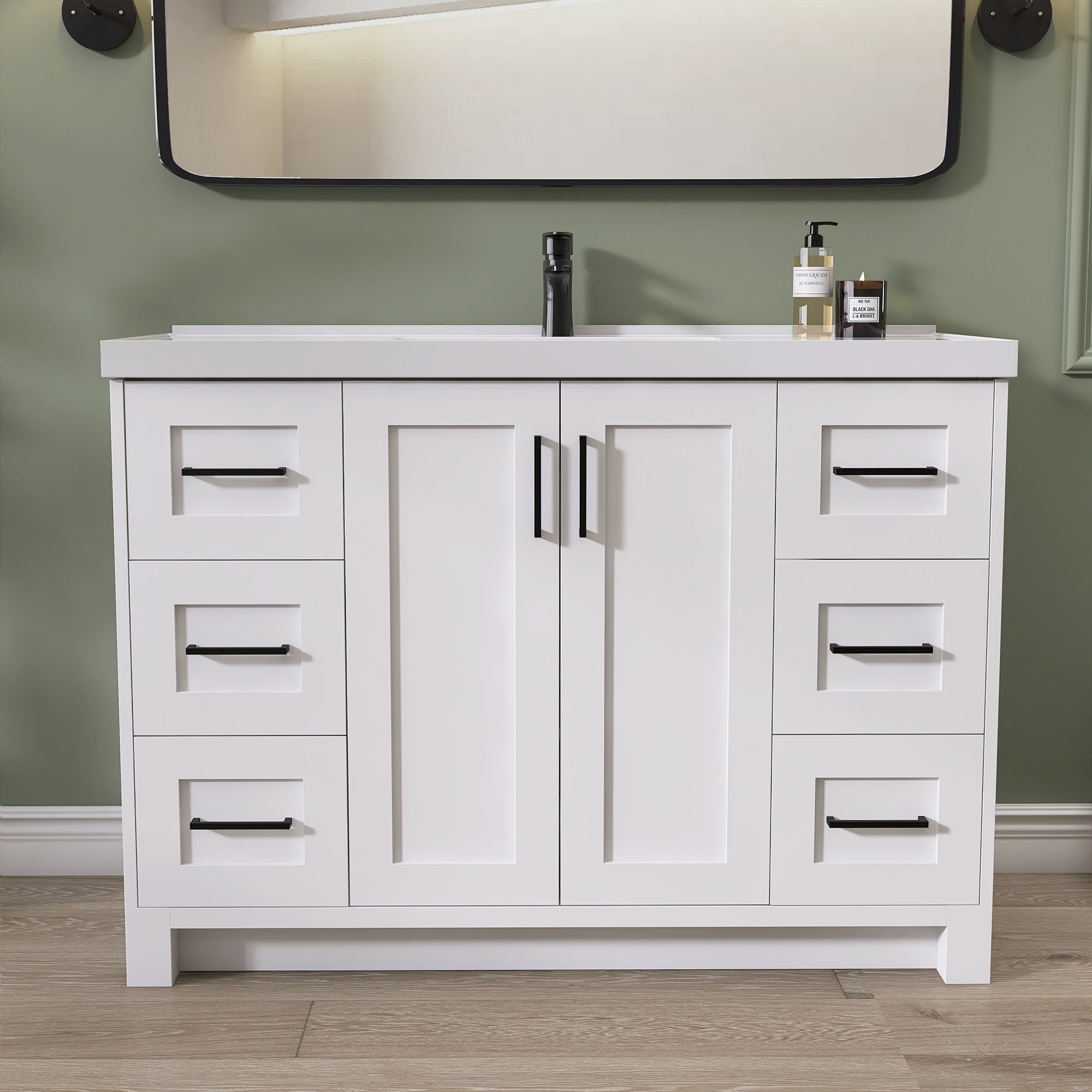 Mercer41 48 Inch Solid Wood Freestanding Modern Bathroom Vanity