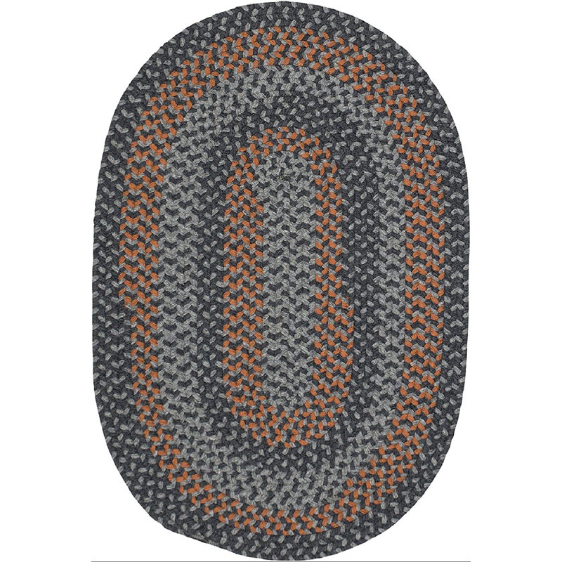Tapis Estancia Walden, 8 po x 11 po, gris anthracite et orange - gris anthracite et orange, Ovale 8 pi x 11 pi