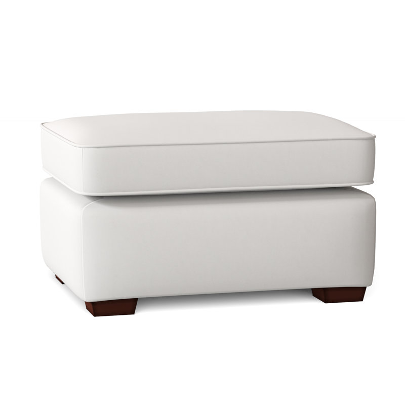 31" Rectangle Standard Ottoman, Peyton 31 White Performance Twill