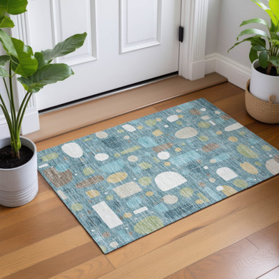 Tapis Mid-Century moderne lavable à la machine intérieur / extérieur Jourdan ACN2393
