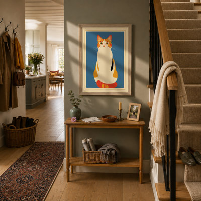 Ginger Cat Face Modern - Framed Print