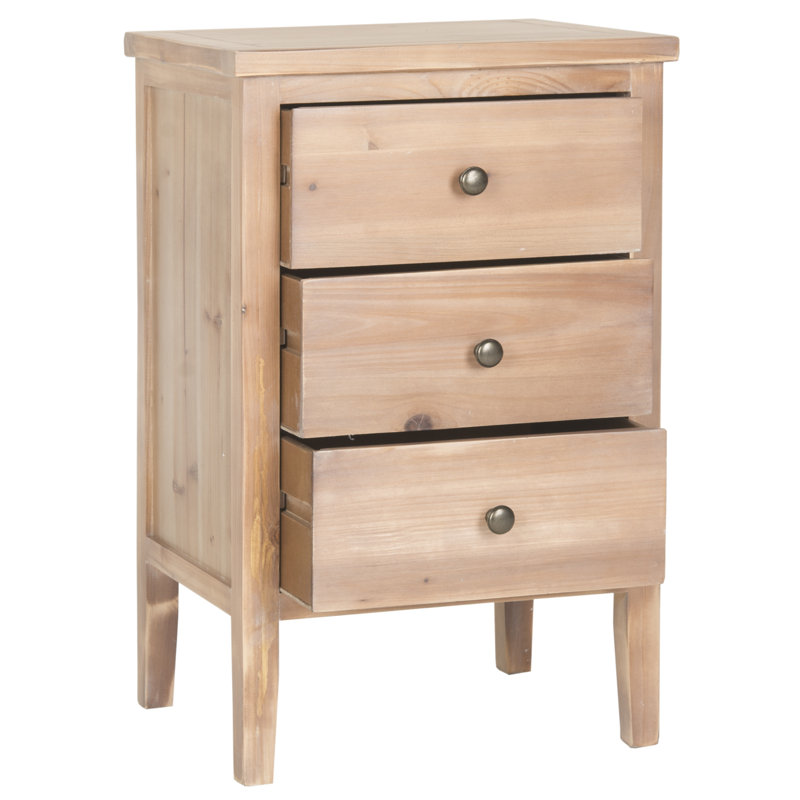 Applonia Solid Wood 3 - Drawer End Table, Red Maple