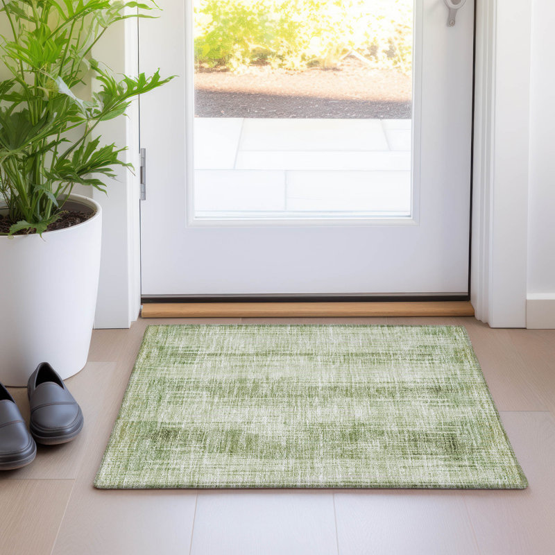 Premium Machine Washable Prisco Aloe Rug, Rectangle 1'8" x 2'6"