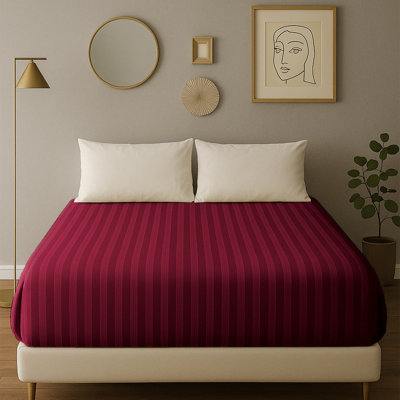 40cm Deep Pocket Microfiber Stripe Fitted Sheet