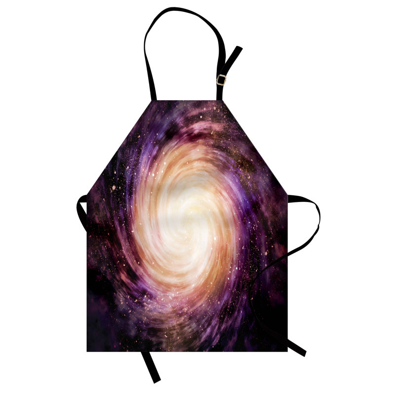East Urban Home Galaxy Apron Unisex, Alluring Space Hole, Adult Size, Black Pink Beige