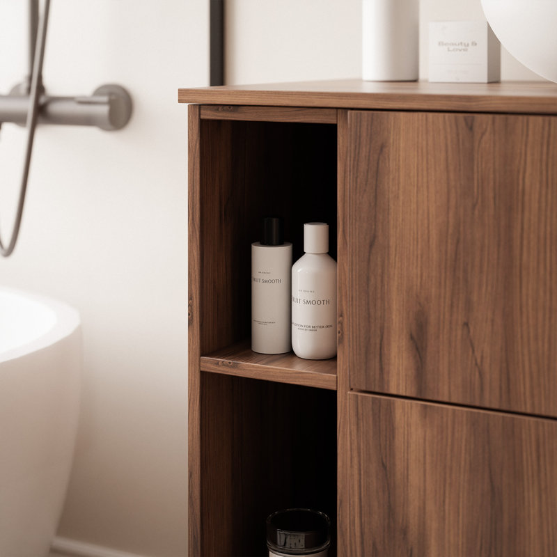 120.2 mm Wall Mounted Bathroom Vanity, Warmia Walnut
