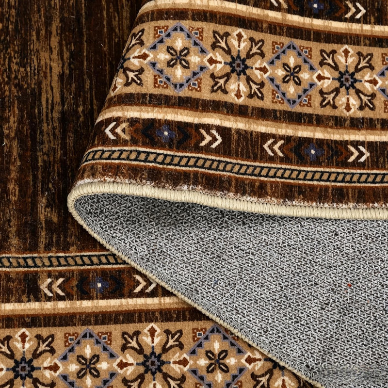 Rectangle Geometric Washable Area Rug, Brown, Rectangle 120 x 170 cm