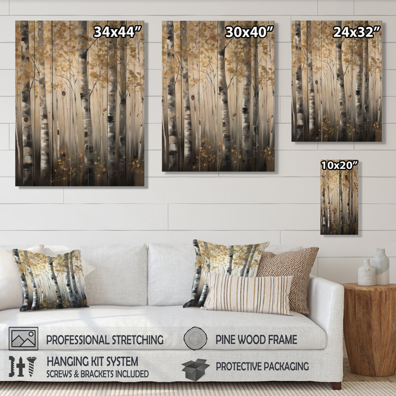 Panneaux de décoration murale Birch Tree Forest Wonderland V - Paysages, H 40 po x l 30 po