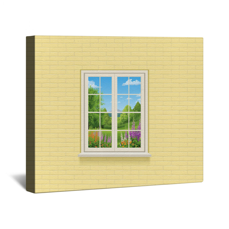 Toile tendue avec fenêtre en briques murales en plusieurs tailles, 12 x 12 pouces