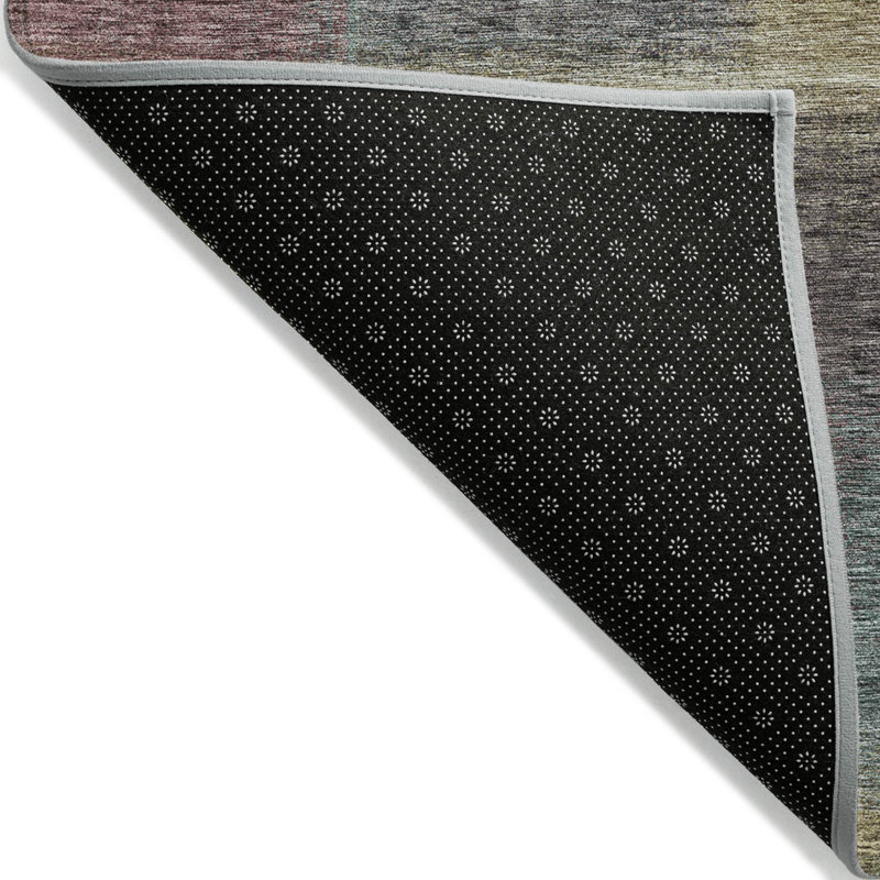 Tapis extérieur lavable abstrait mauve et brun 5 pi x 8 pi beige