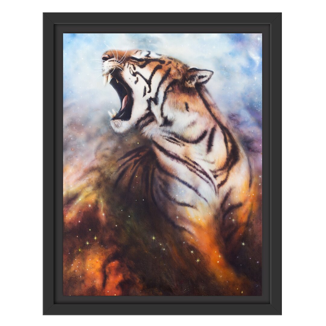 Gerahmtes Wandbild Gemälde eines Tigers