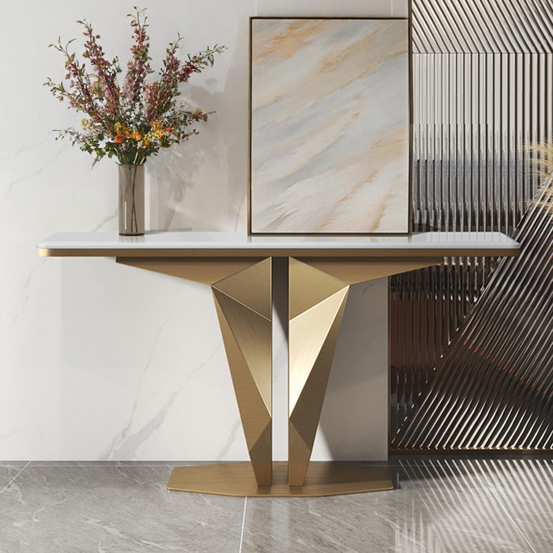 Console luxueuse de style italien, H 33,5 po x l 47,2 po x P 13,8 po, Doré